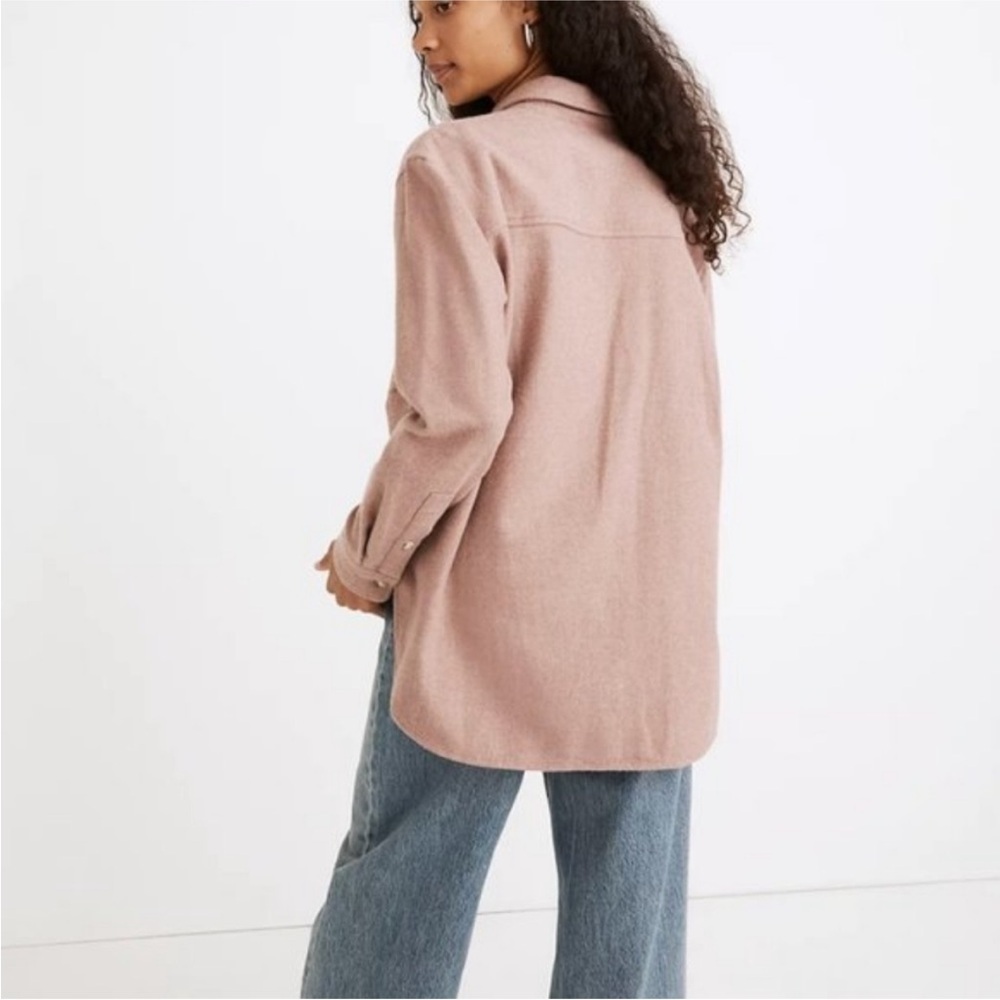 Madewell Heathered Pink Button-Up Flannel Shirt - Picture 3 of 13